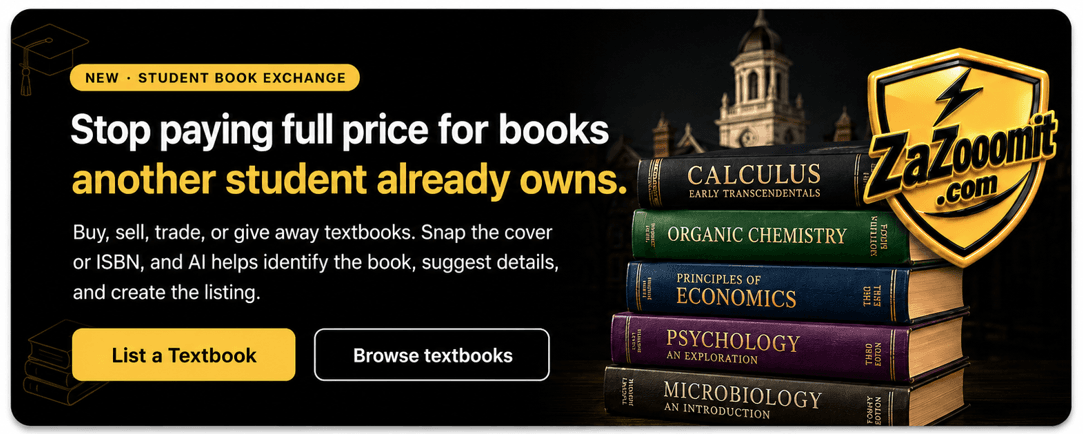 ZaZooomIt Student Book Exchange - buy, sell, trade or give away textbooks