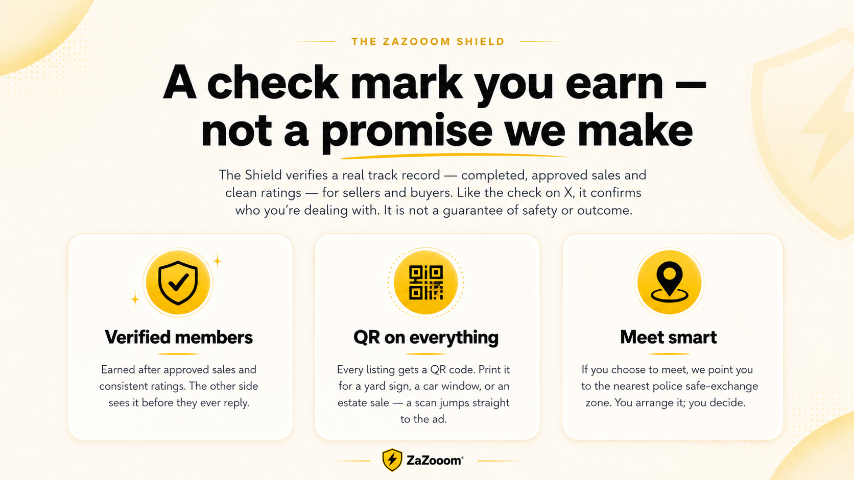 The ZaZooom Shield β a verified check mark you earn